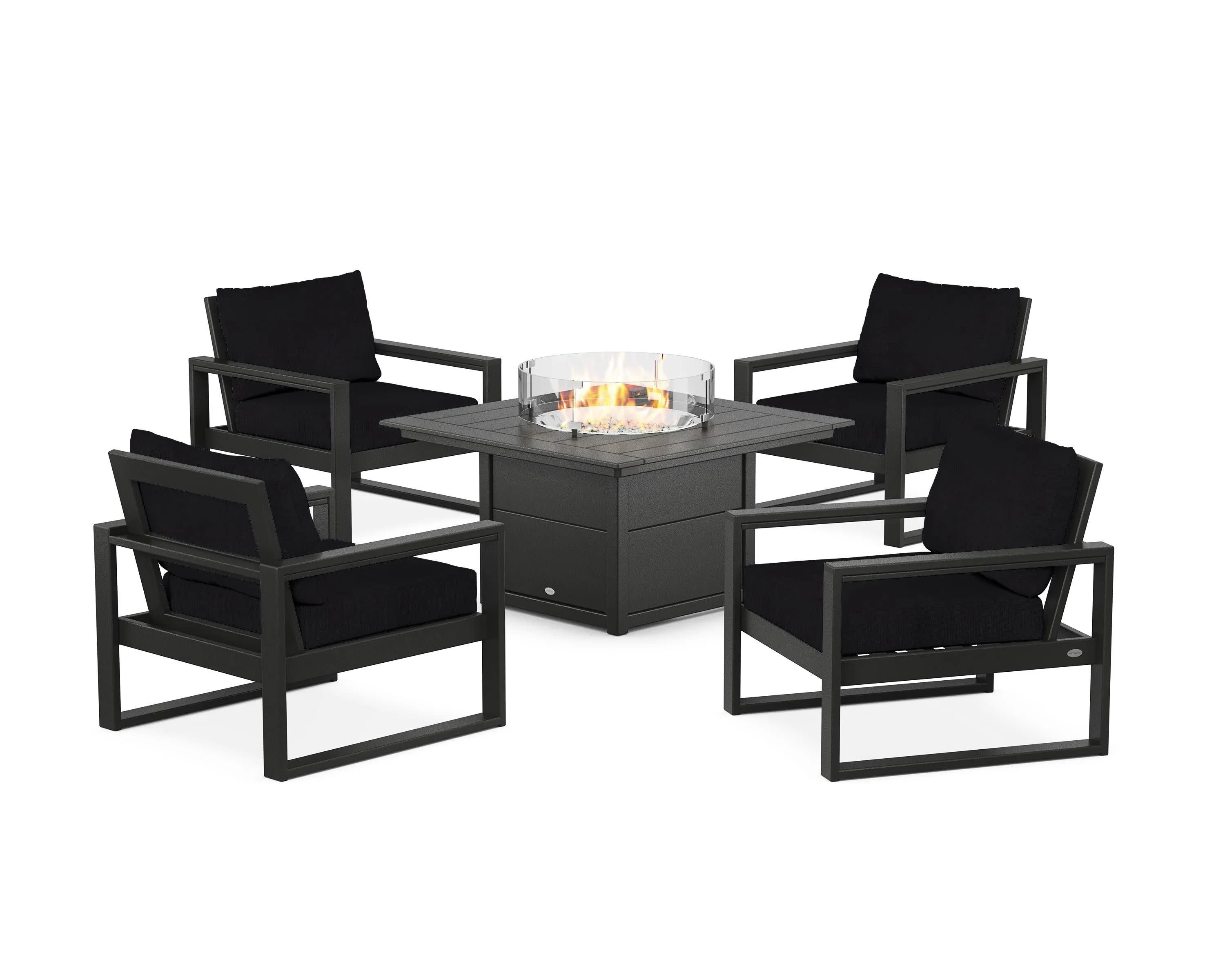 EDGE Sectional 5-Piece Deep Seating Set with Fire Pit Table