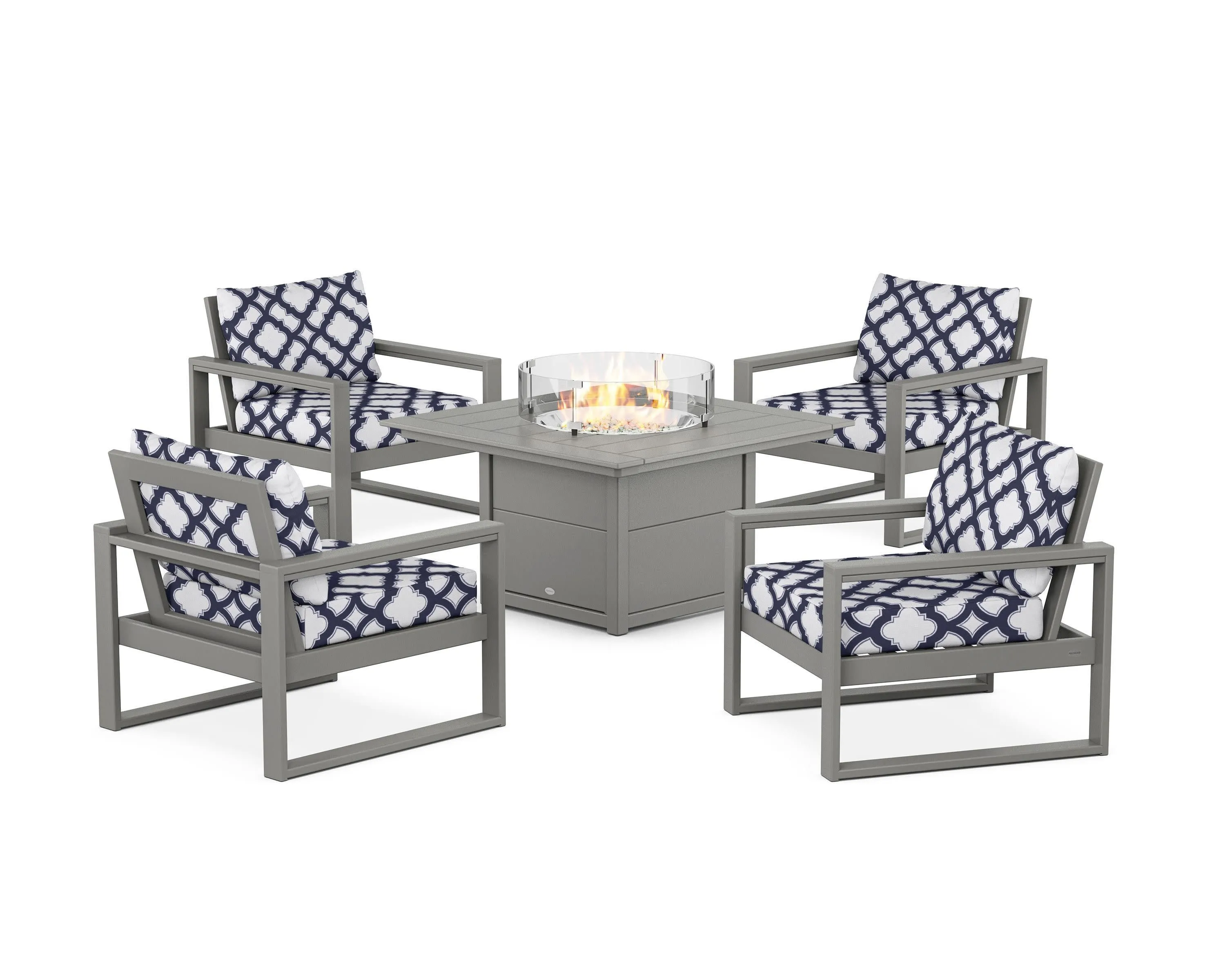 EDGE Sectional 5-Piece Deep Seating Set with Fire Pit Table