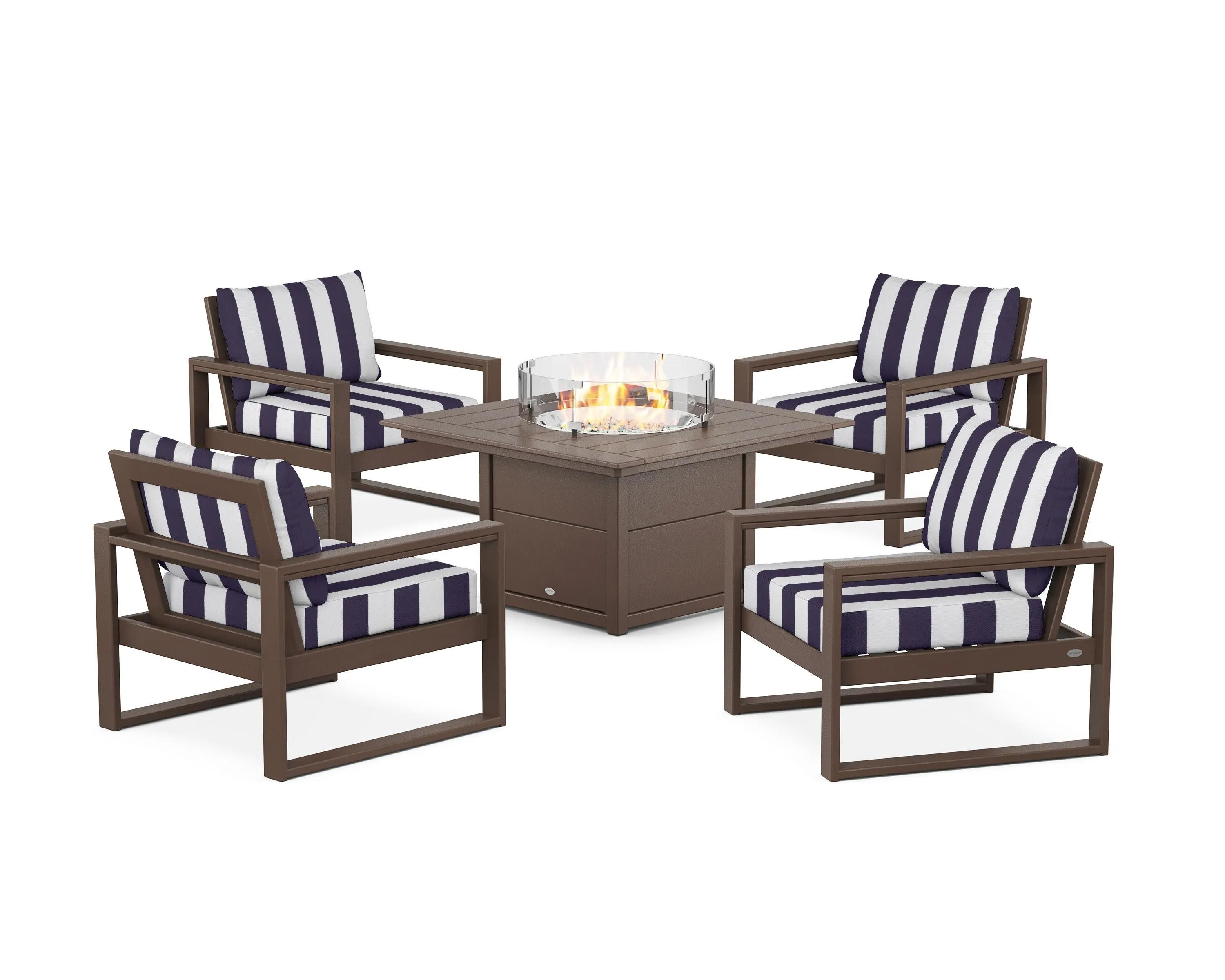 EDGE Sectional 5-Piece Deep Seating Set with Fire Pit Table