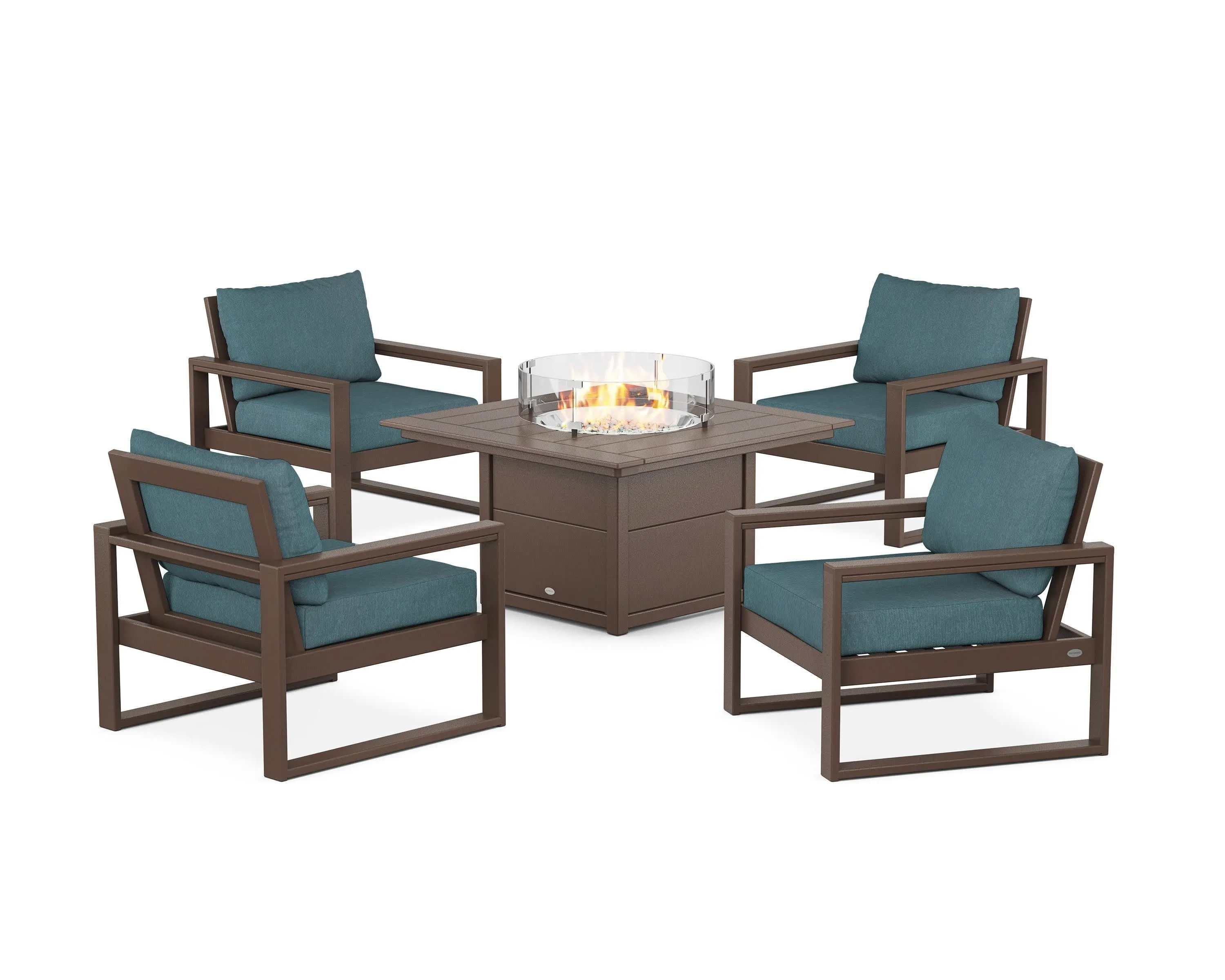 EDGE Sectional 5-Piece Deep Seating Set with Fire Pit Table