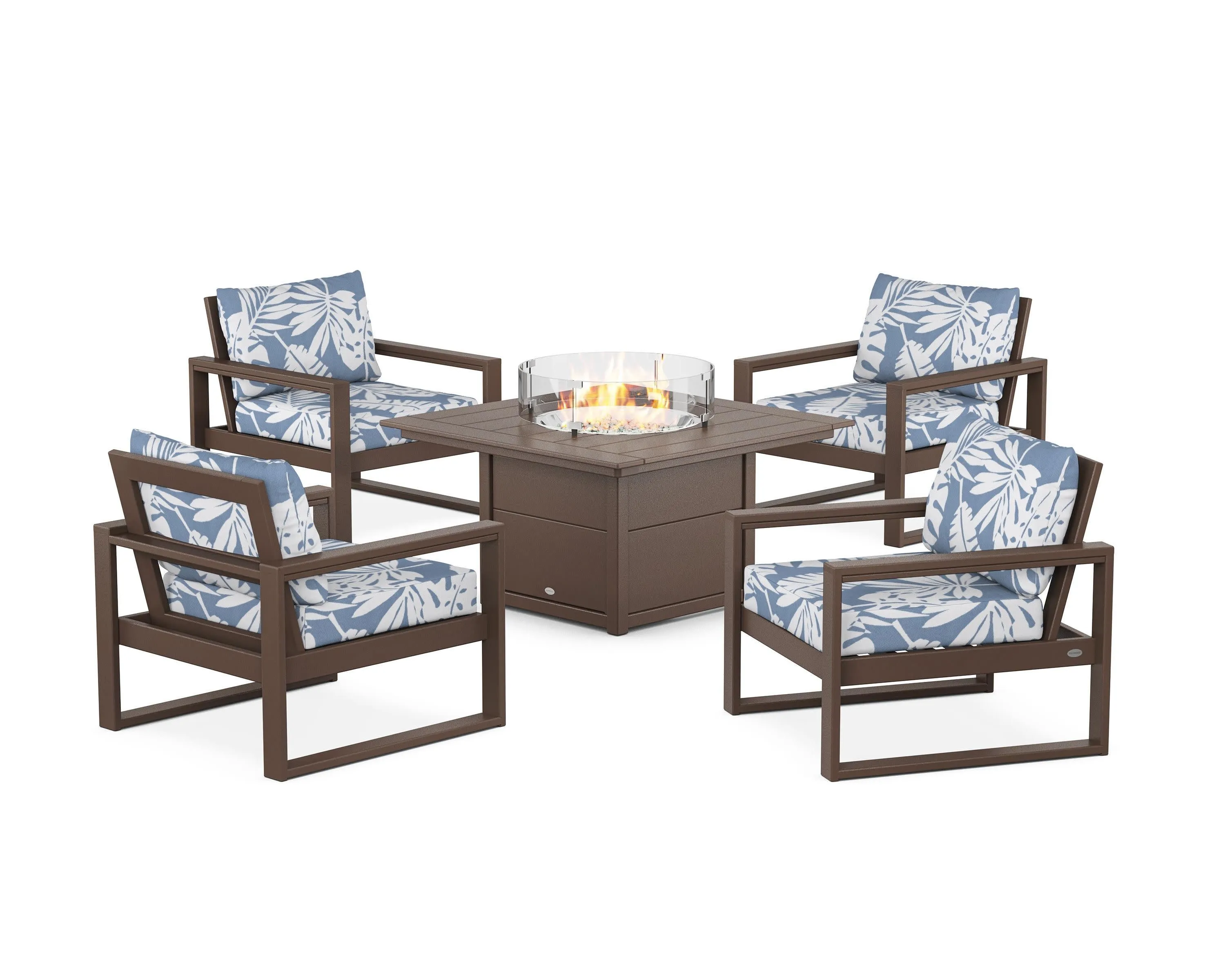 EDGE Sectional 5-Piece Deep Seating Set with Fire Pit Table