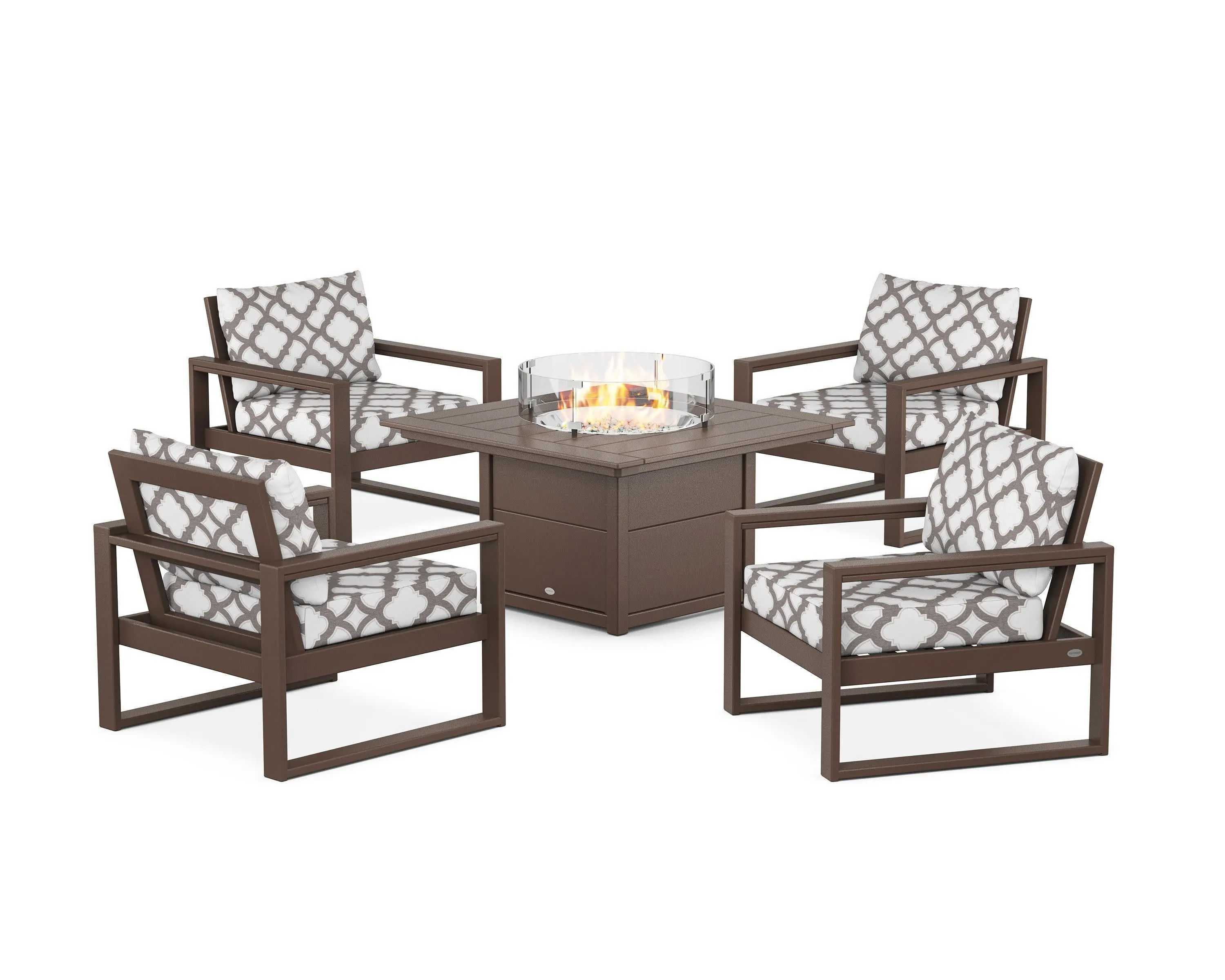 EDGE Sectional 5-Piece Deep Seating Set with Fire Pit Table