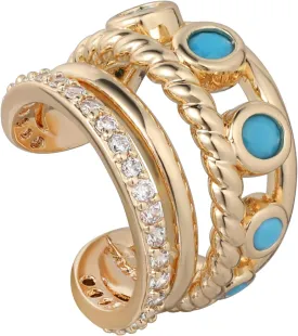 FETTERO Women's Ear Cuff Non Piercing Chunky Gold Ear Cuff Earrings Turquoise Clip On Earrings Huggie Hoop Earrings Cartilage Fake Non Pierced Earrings -Single