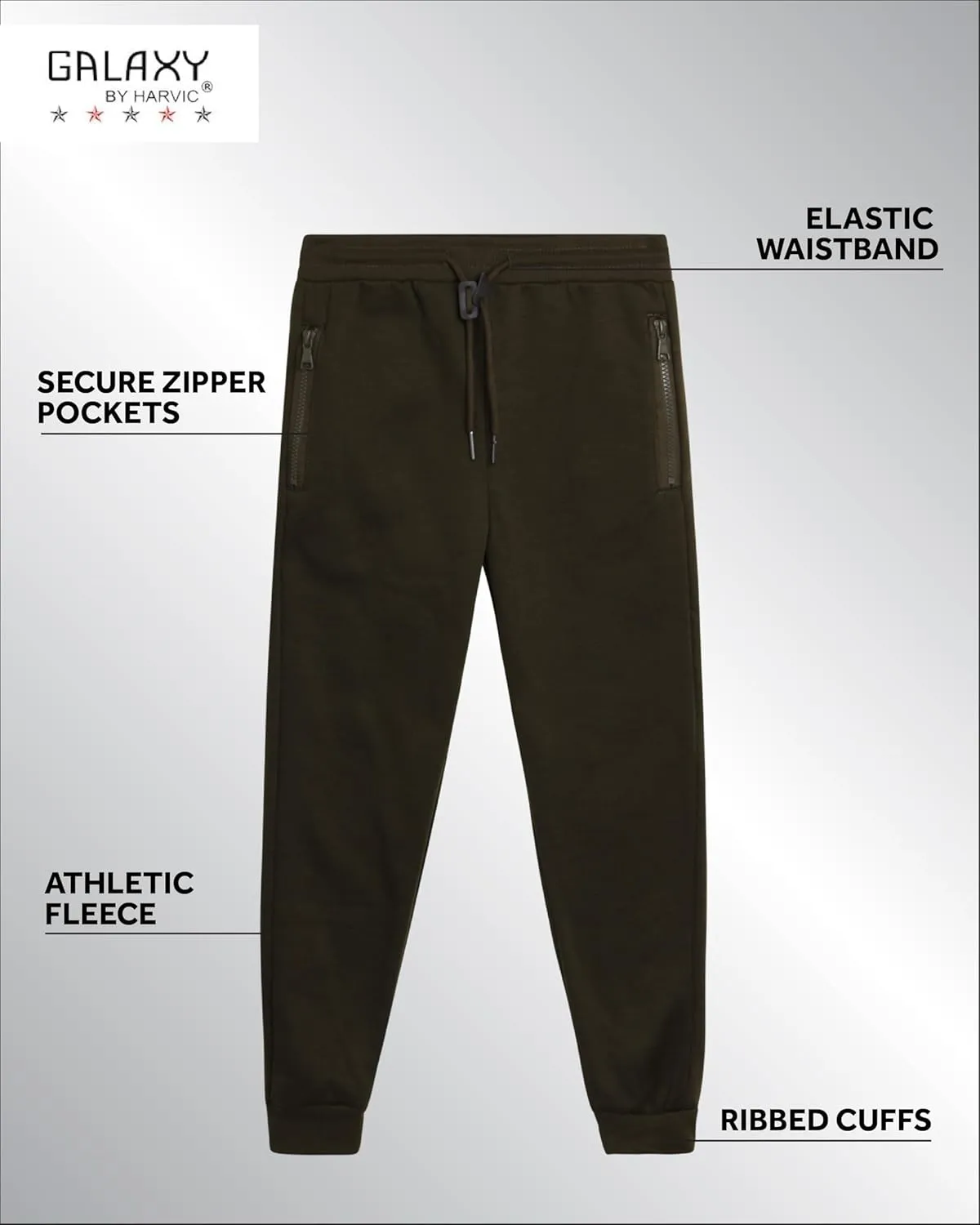 Galaxy by Harvic Boys' Sweatpants - Athletic Fleece Jogger Pants with Zipper Pockets - Size Up for Ideal Fit (Sizes: 8-20)