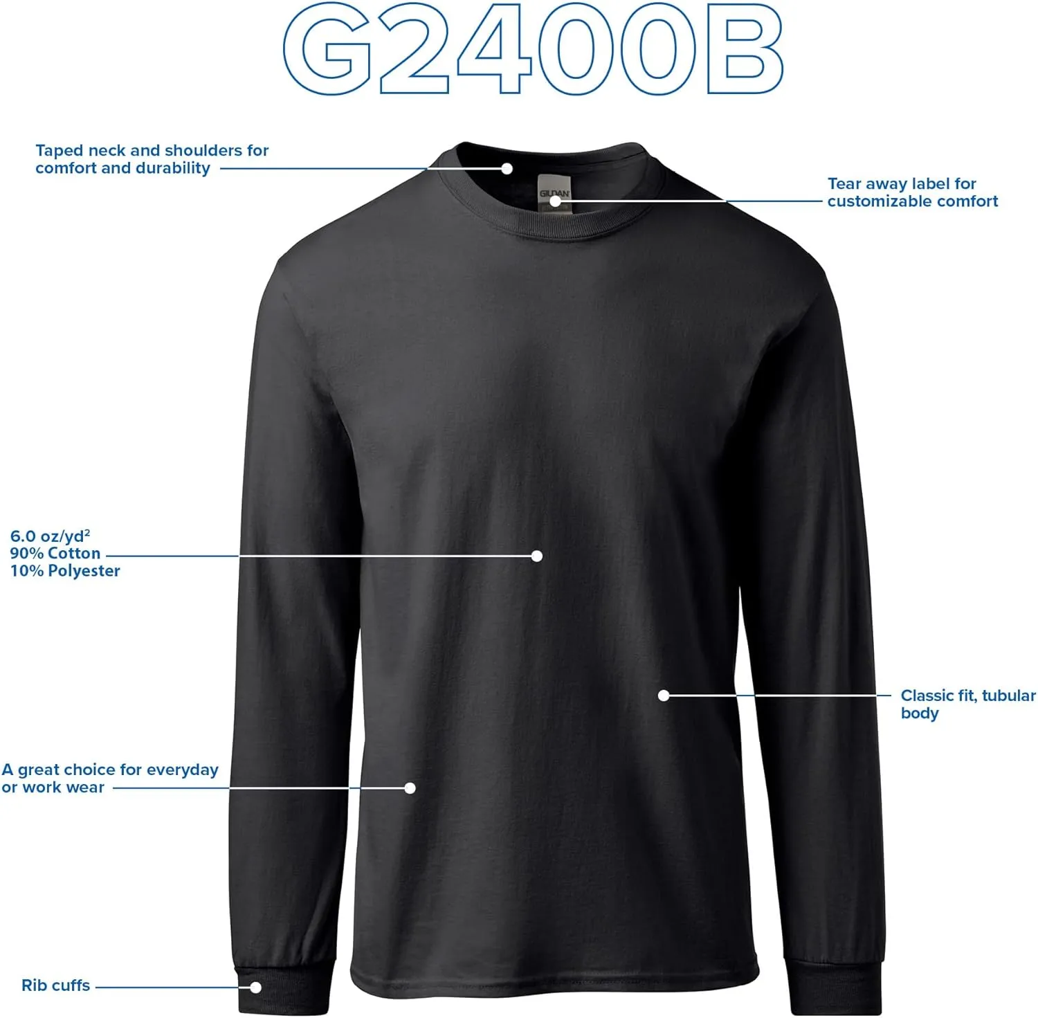 Gildan Youth Ultra Cotton Long Sleeve T-Shirt, Style G2400B, 2-Pack