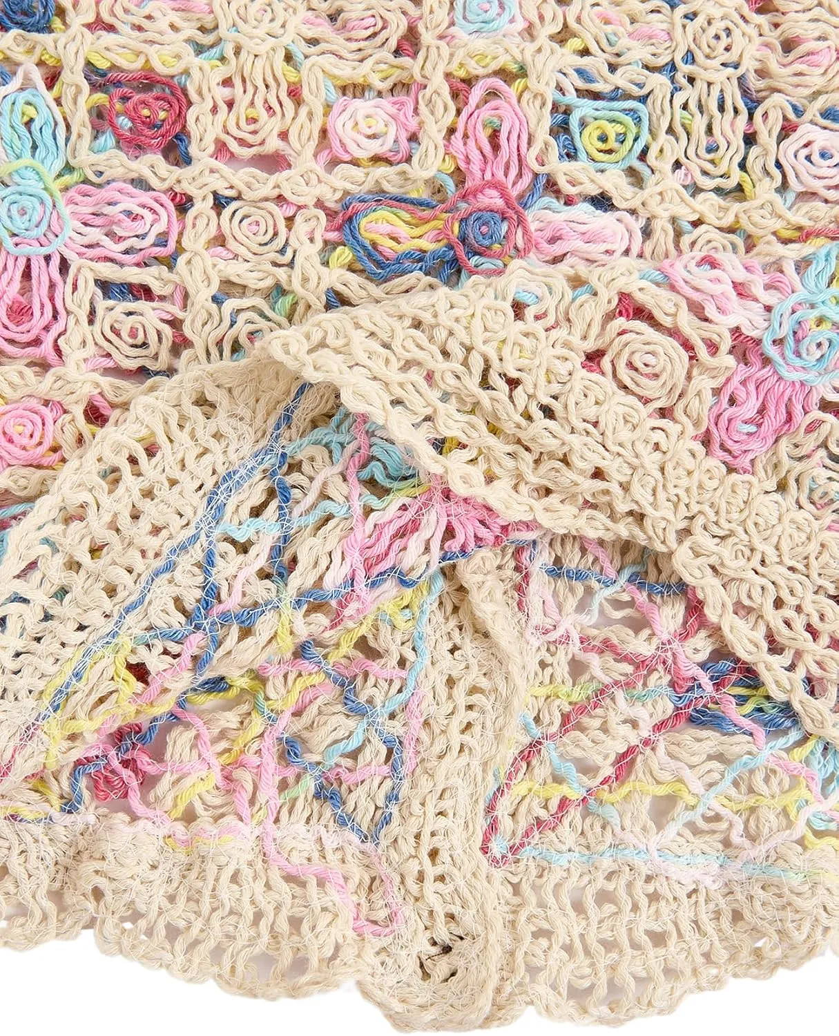 GORGLITTER Women's Crochet Knit Sweater Vest Sleeveless Button Front Cropped Vests