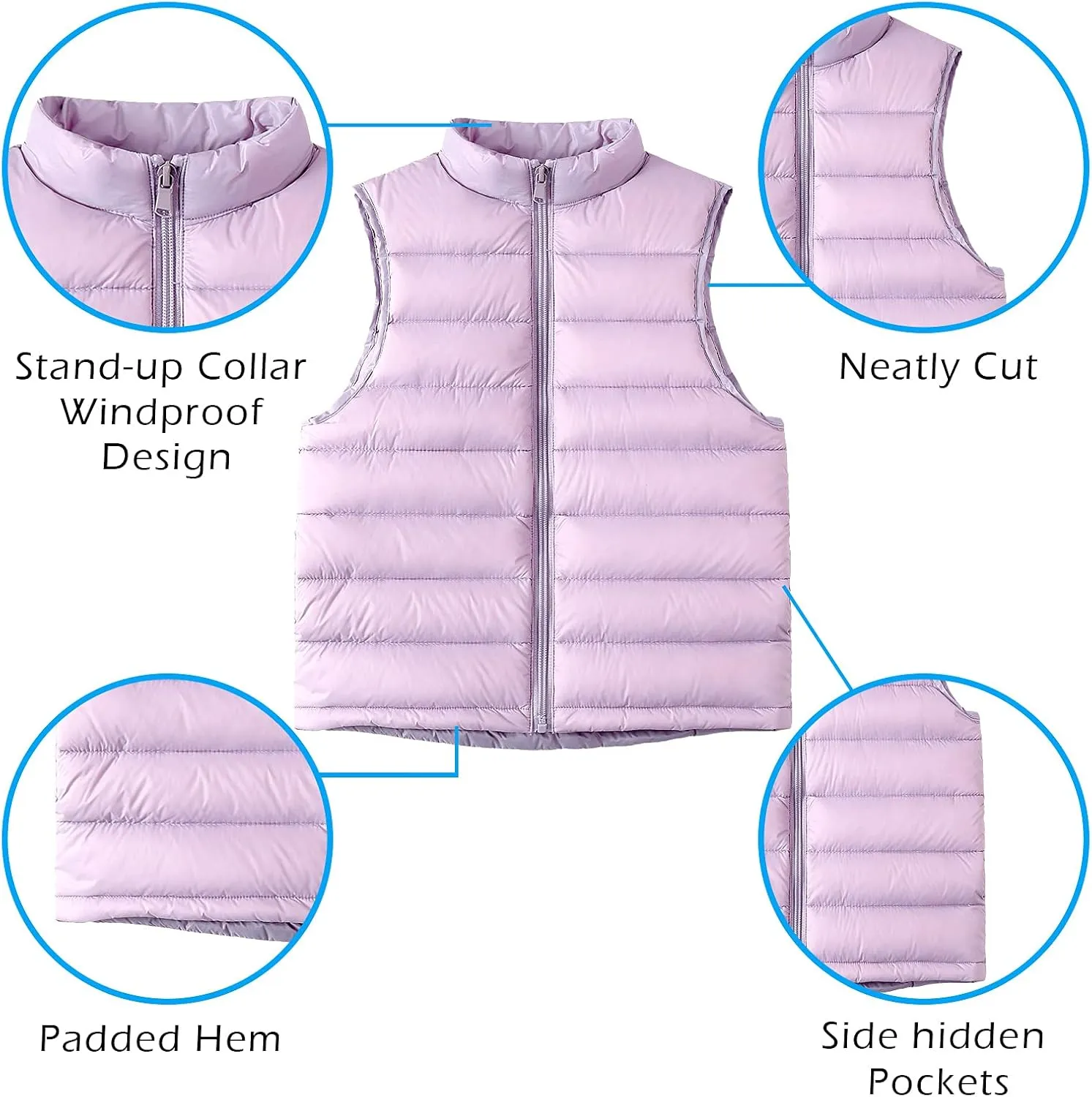 Happy Cherry Down Puffer Vest for Boy Girls Lightweight Water-Resistant Winter Jacket Outwear Kids Fall Sleeveless Coats
