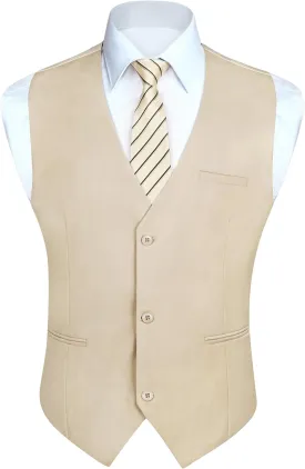 HISDERN Mens Suit Vest Business Formal Dress Vests for Men Solid Color Casual Wedding Tuxedo Party Waistcoat