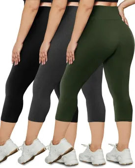 HLTPRO 3 Pack Plus Size Leggings for Women(X-Large - 4X)- High Waist Stretchy Soft Pants for Workout Running Yoga
