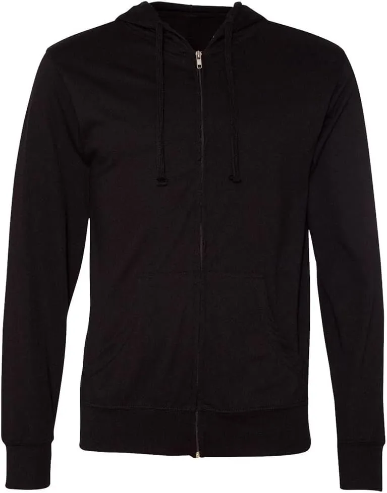 Joe's USA Men's Lightweight Jersey Hooded Full-Zip T-Shirt Hoodies in Sizes XS-2XL