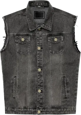 JYG Denim Vest for Men Casual Lapel Trucker Jeans Vests Fashion Vintage Sleeveless Vest