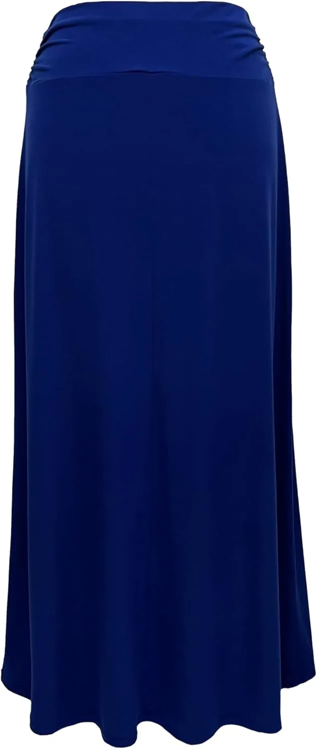 LEEBE Women and Plus Size Rushed Waist A-Line Casual Maxi Skirt (Small-5X)