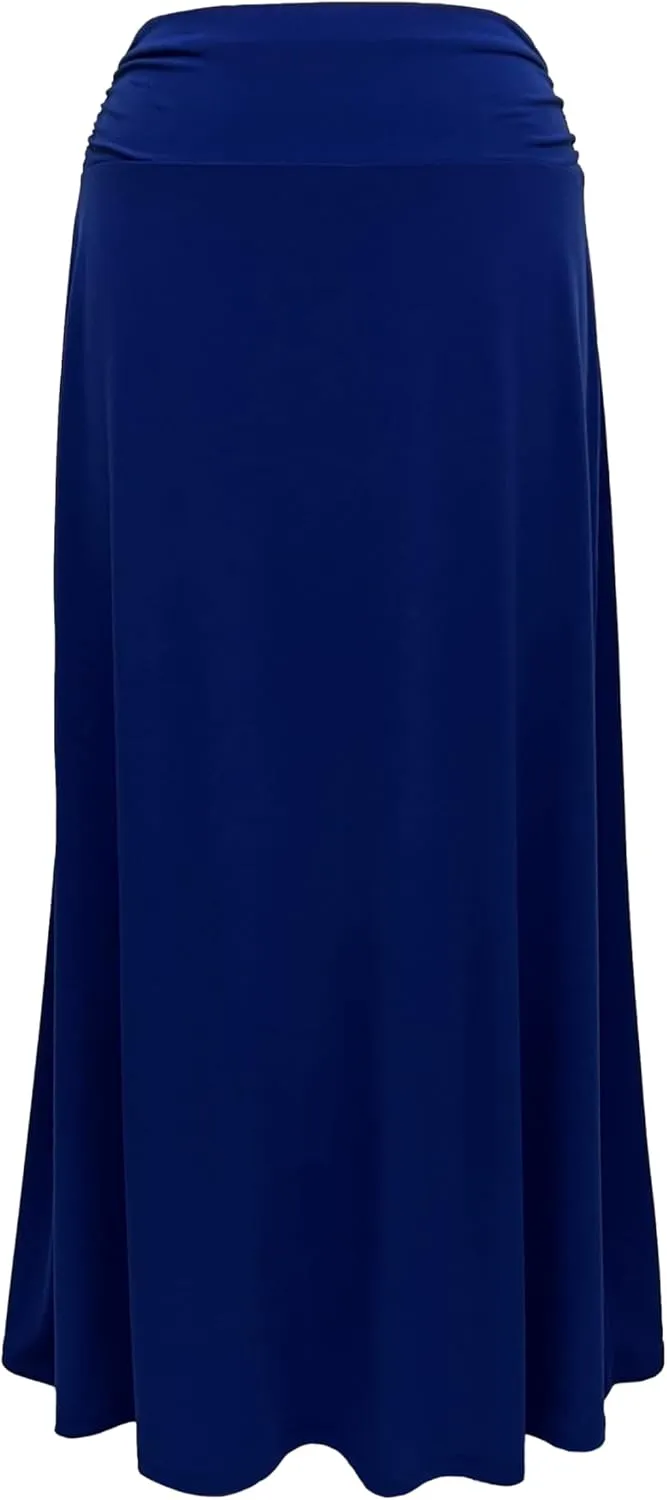 LEEBE Women and Plus Size Rushed Waist A-Line Casual Maxi Skirt (Small-5X)