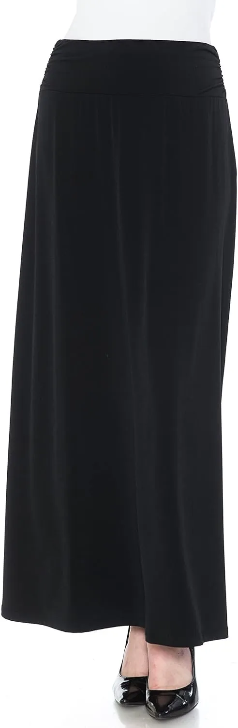 LEEBE Women and Plus Size Rushed Waist A-Line Casual Maxi Skirt (Small-5X)