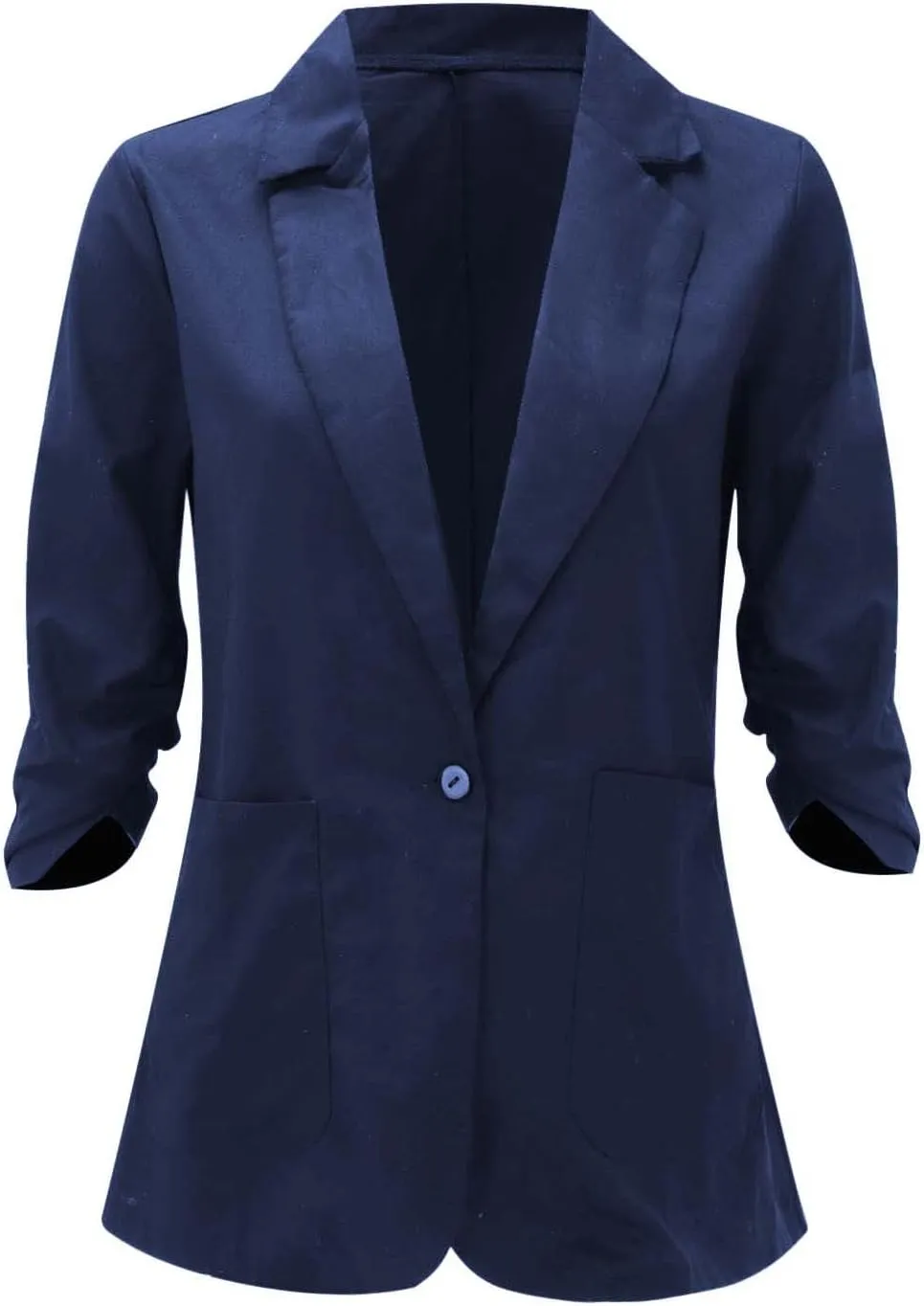 Linen Blazer Women Fall Fashion 3/4 Sleeve Open Front Business Casual Blazers Lightweight Work Office Suit Jackets