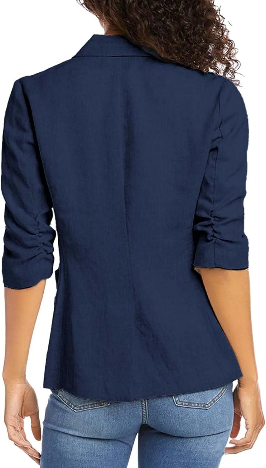 Linen Blazer Women Fall Fashion 3/4 Sleeve Open Front Business Casual Blazers Lightweight Work Office Suit Jackets