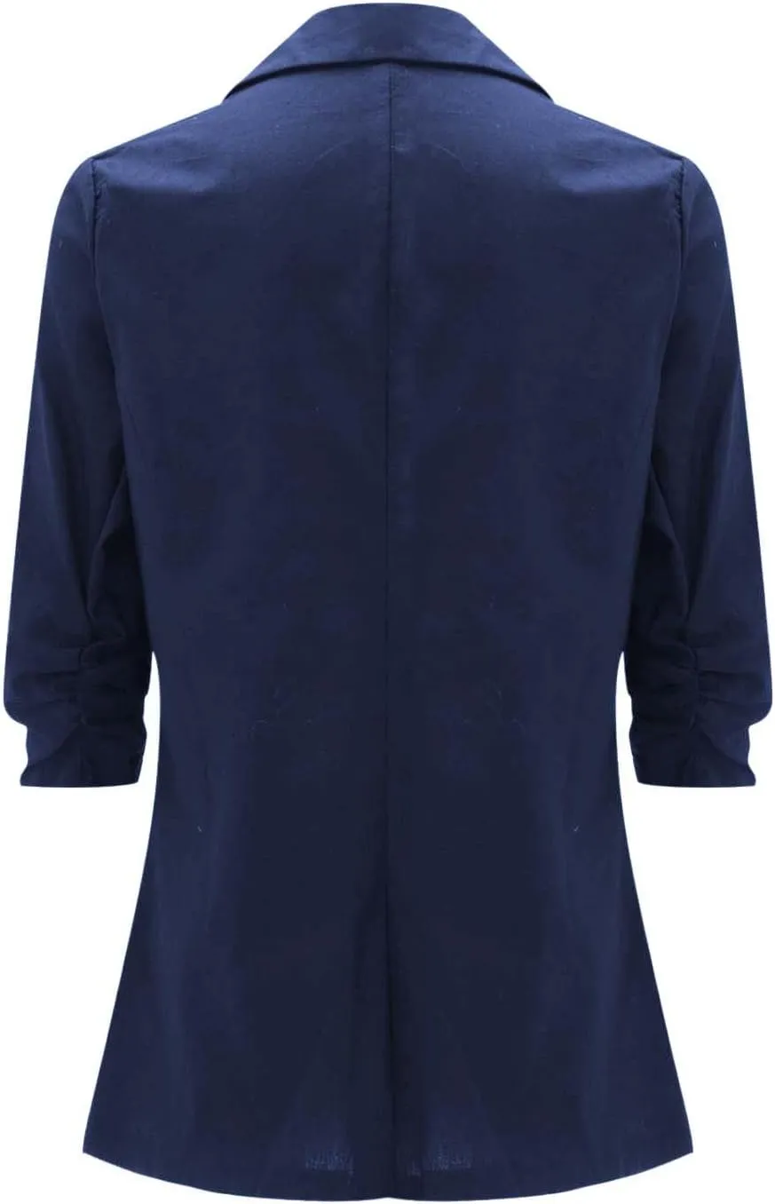 Linen Blazer Women Fall Fashion 3/4 Sleeve Open Front Business Casual Blazers Lightweight Work Office Suit Jackets