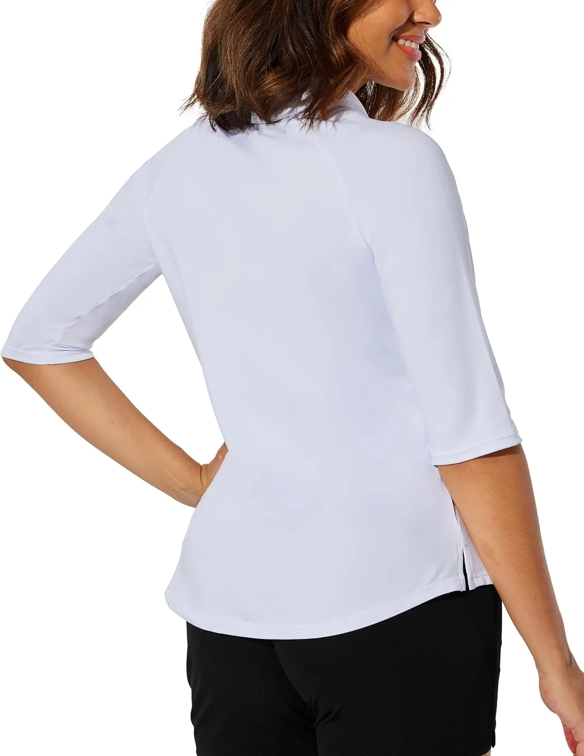 M MOTEEPI 3/4 Length Sleeve Womens Golf Polo Shirt Ladies Workout Tops Polo Shirts for Women Golf Pullover
