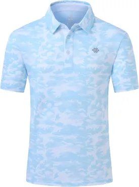 MoFiz Men's Camo Polo Golf Shirt Hiking Dry Fit Short Sleeve T-Shirts Pique Collared Polo Jersey