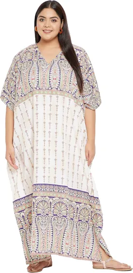 Oussum Women Polyester Casual Kaftan Long Plus Size Summer Beach Caftan Cover Ups Maxi Dresse for Ladies