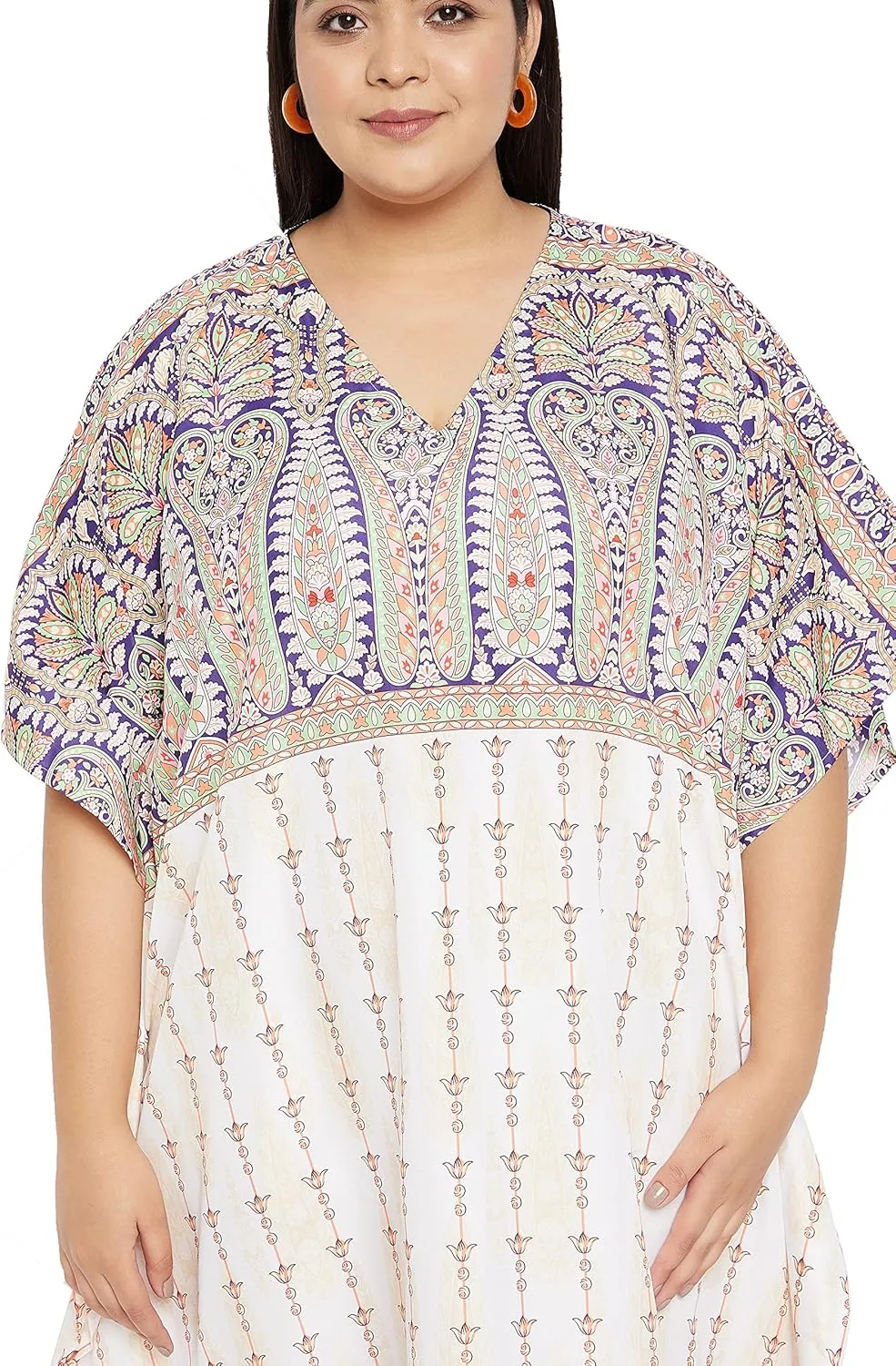 Oussum Women Polyester Casual Kaftan Long Plus Size Summer Beach Caftan Cover Ups Maxi Dresse for Ladies
