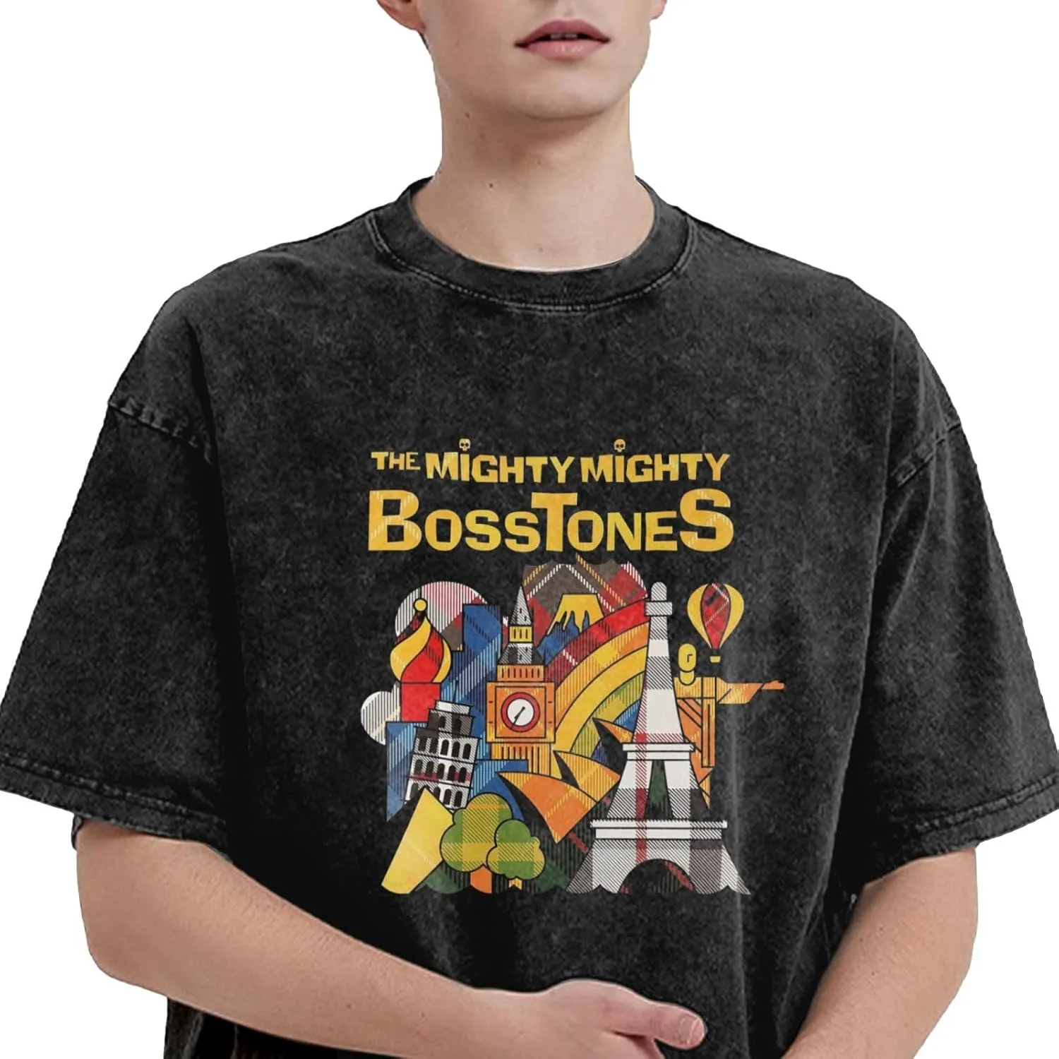 Shirt Men's Oversized Loose Fit Vintage Washed Cotton Casual T-Shirts