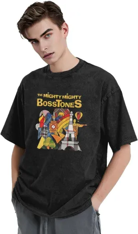 Shirt Men's Oversized Loose Fit Vintage Washed Cotton Casual T-Shirts