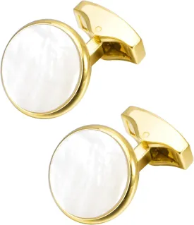 Silver / 14K Gold Plated Natural Mother of Pearl Cufflinks for Men Women Classic Round Men's Cufflinks Jewelry for Wedding Party Anniversary Business Tuxedo Dress