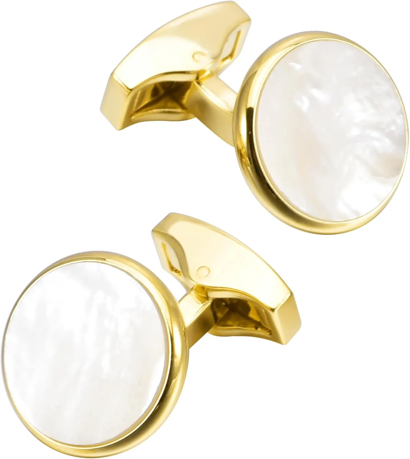 Silver / 14K Gold Plated Natural Mother of Pearl Cufflinks for Men Women Classic Round Men's Cufflinks Jewelry for Wedding Party Anniversary Business Tuxedo Dress