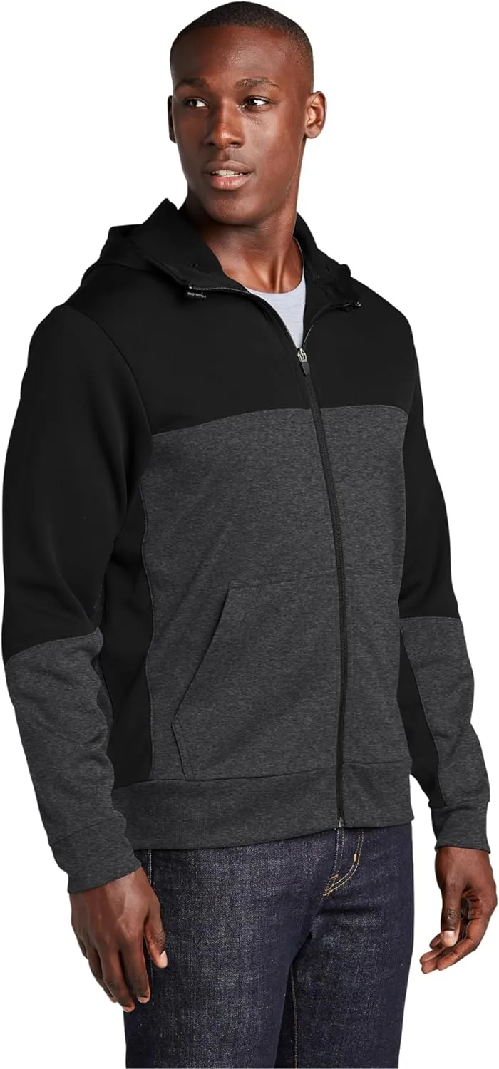 SPORT-TEK Tech Fleece Colorblock Full-Zip Hooded Jacket ST245