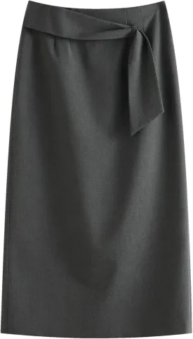 Women Long Back Slit High Waist A-LINE Skirts Spring Office Lady Twill Work Pleated Pencil Skirt