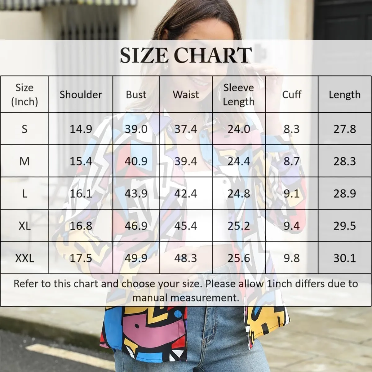 Women's Business Casual Tops Cute Long Sleeve Graphic Print Blouses Trendy Button Down Shirts
