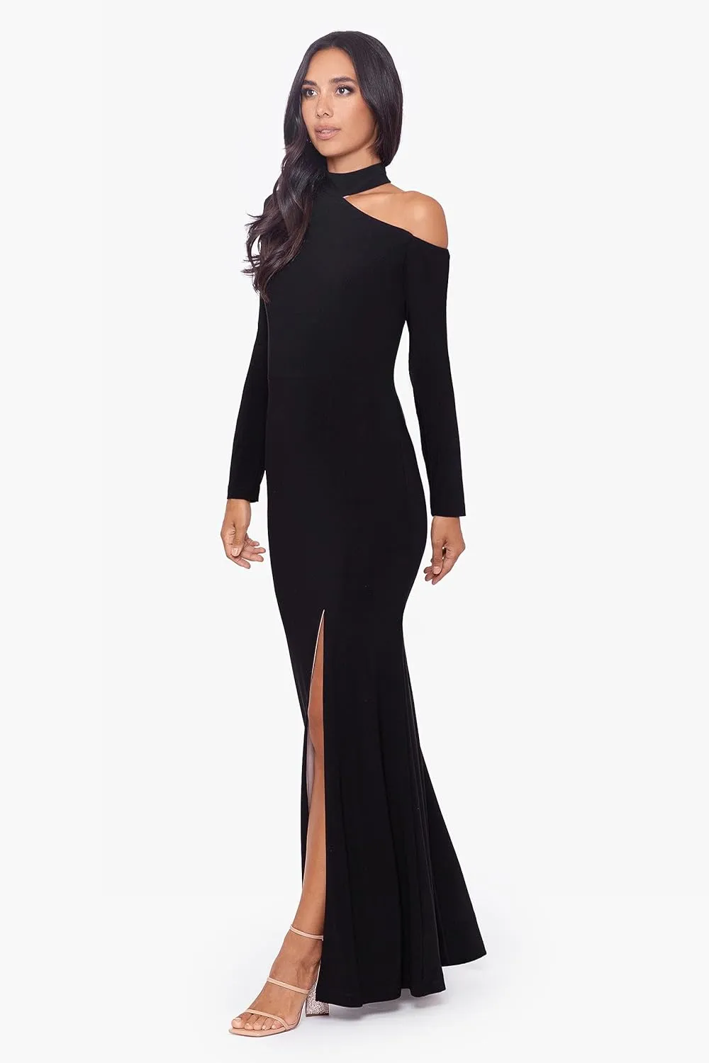 Xscape Women's Long Sleeve One Shoulder Cutout Dress