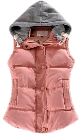 YMING Womens Quilted Sleeveless Vests Removable Hooded Winter Vest Warm Puffer Coat Plus Size
