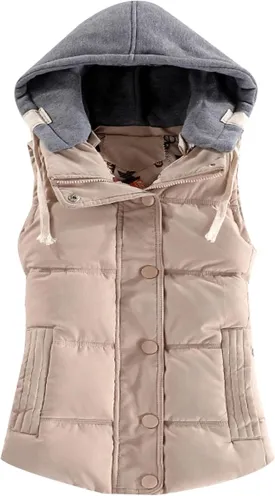 YMING Womens Quilted Sleeveless Vests Removable Hooded Winter Vest Warm Puffer Coat Plus Size