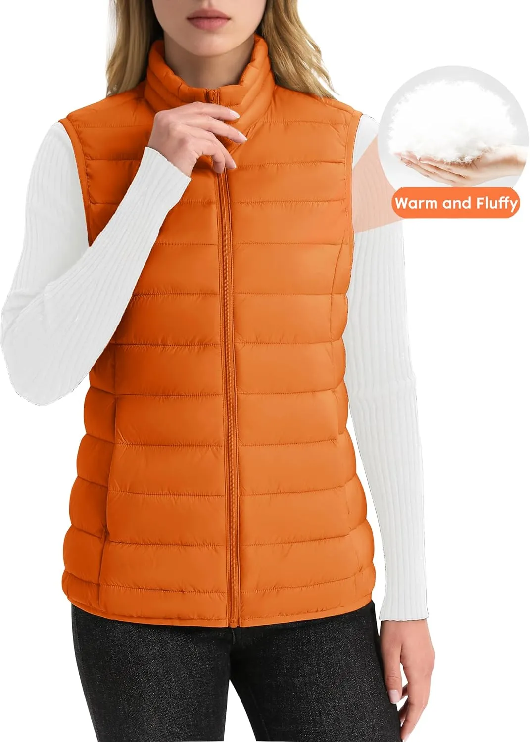 YUCOLEN Women's Puffer Vest Lightweight Stand Collar Zip Puffy Vests