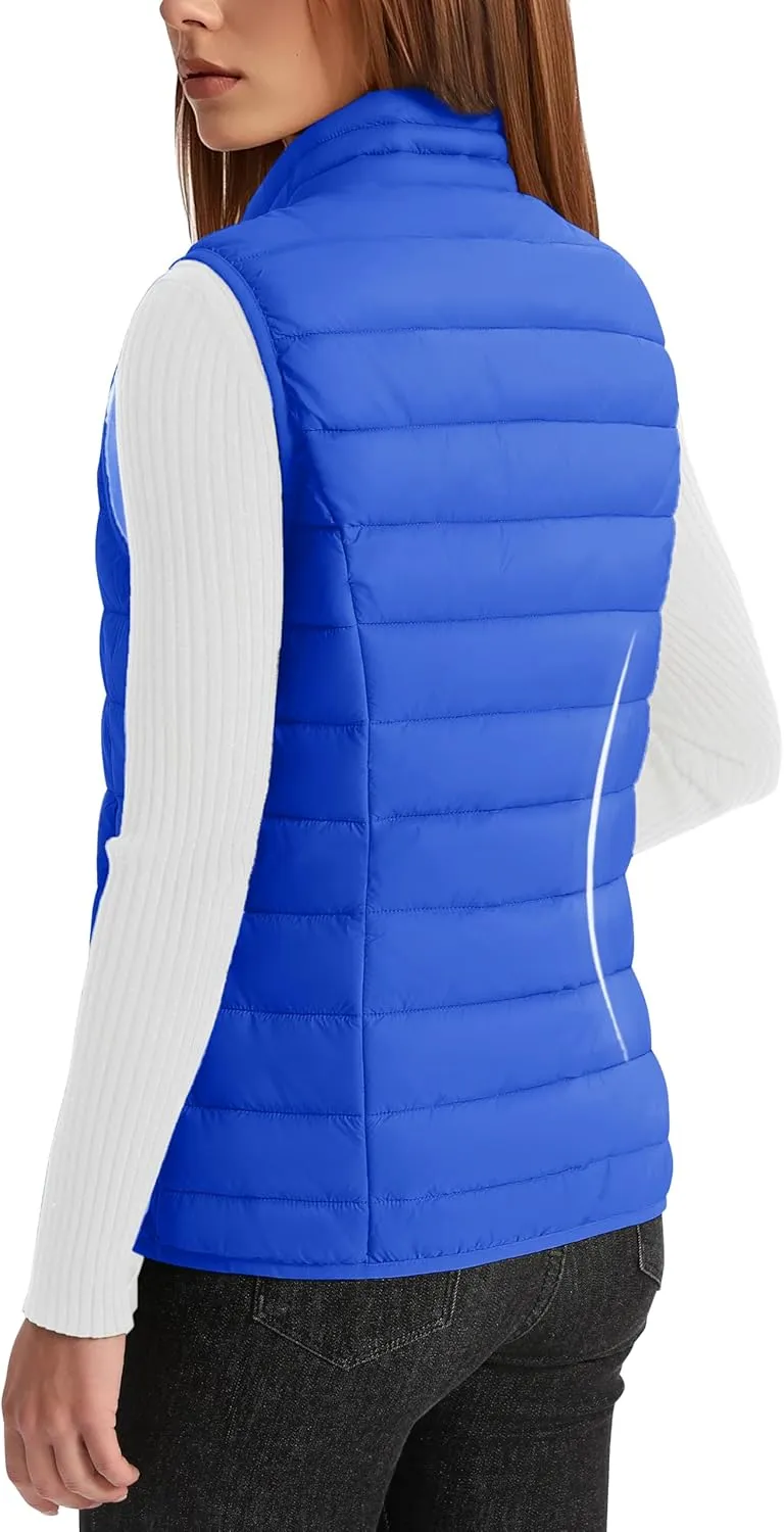YUCOLEN Women's Puffer Vest Lightweight Stand Collar Zip Puffy Vests