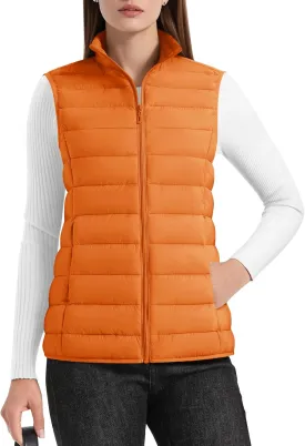 YUCOLEN Women's Puffer Vest Lightweight Stand Collar Zip Puffy Vests