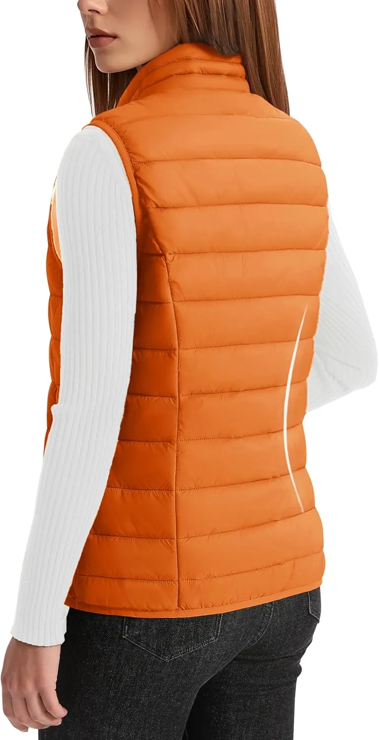 YUCOLEN Women's Puffer Vest Lightweight Stand Collar Zip Puffy Vests
