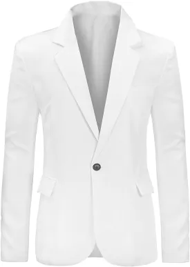 YUNCLOS Men's Slim Fit Casual 1 Button Notched Lapel Blazer Jacket